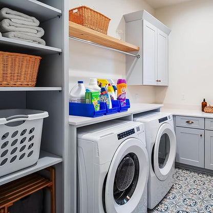 Akro-Mils 30130 Plastic Shelf Bins, Heavy Duty Storage Bins for Garage, Closet, and Drawer Organization, 12-Inch x 6-1/2-Inch x 4-Inch, Blue, 12-Pack