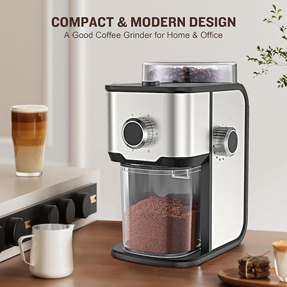 Burr Coffee Grinder, Adjustable Coffee Bean Grinder Electric with 14 Grinding Settings,2-12 Cups for Espresso, Drip Coffee and French Press