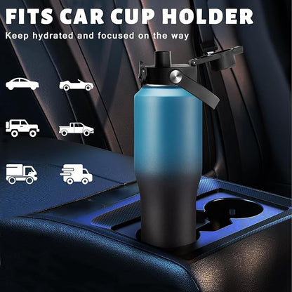 32oz 40oz Water Bottle Insulated - with Paracord Handle, Waterbottle with Straw & Auto Spout Lid, Insulated Water Cup Fit Car Cup Holder, Vacuum Travel Coffee Mug Iced Cold 48h or Hot 24h