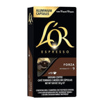 Load image into Gallery viewer, L'OR Espresso Capsules, 10 Count Forza, Single-Serve Aluminum Coffee Capsules Compatible with the L'OR BARISTA System &amp; *Nespresso Original Machines, 10 Count (Pack of 1)