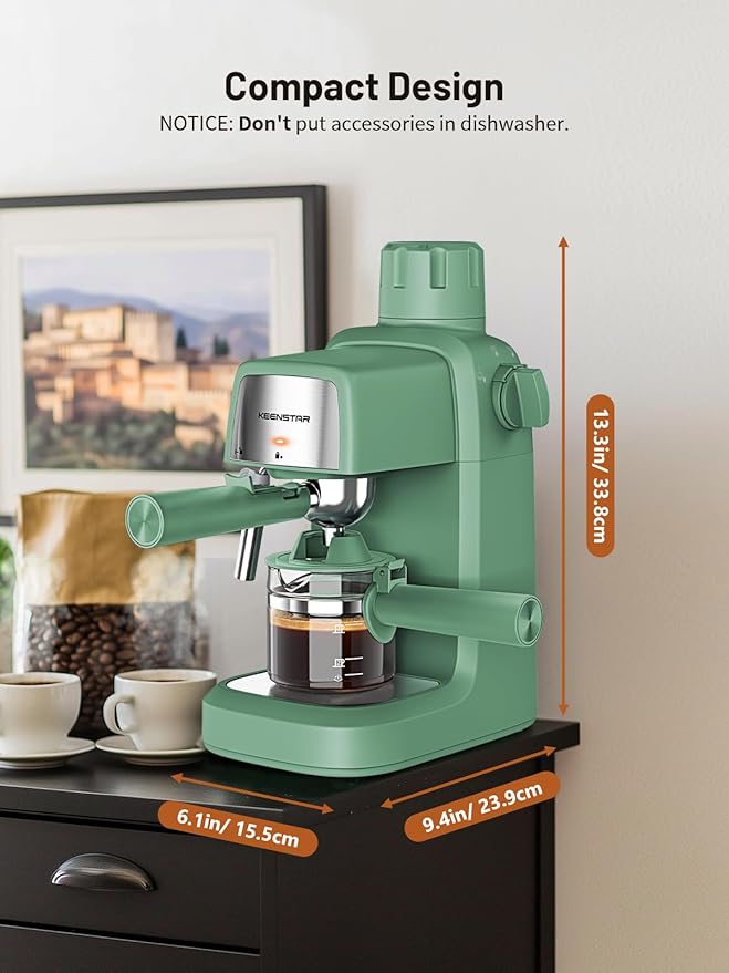 3.5Bar Espresso Machine with Milk Frother, 800W Compact Espresso and Cappuccino Machine with Preheating Function, 4 Cup Espresso Maker for Cappuccino or Latte, Gift for Coffee Lover