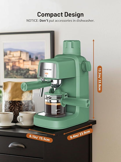 3.5Bar Espresso Machine with Milk Frother, 800W Compact Espresso and Cappuccino Machine with Preheating Function, 4 Cup Espresso Maker for Cappuccino or Latte, Gift for Coffee Lover