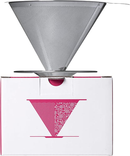 ATHIA Silver Stainless Steel Reusable Coffee Filter, Pour Over Cone Dripper with Fine Mesh, Paperless & Eco-Friendly Design, Fits Most Mugs, Carafes & Coffee Makers (Silver, Standard)