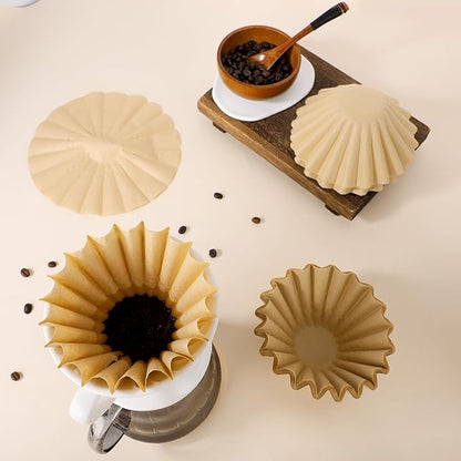 Segarty 1-4 Cup Paper Coffee Filters Disposable, 100 Count 7.2in Unbleached Natural Brown Basket Coffee Filter Liners Ideal for Pour Over Maker Coffee Brewer Dripper Machine for Home Office, Cafeteria