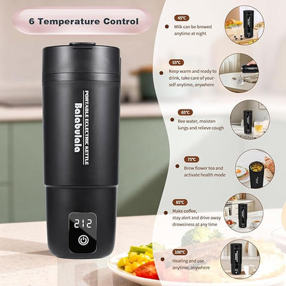 Travel Electric Kettle, Balabulala Portable Water Boiler with 6 Variable Presets,Small Electric Kettle with Keep Warm Temperature Controls & Boil Dry Protection, 17oz