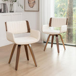 Load image into Gallery viewer, LUNLING Swivel Accent Faux Leather Dining Chairs Set of 2 Mid Century Modern Chairs with Wooden Legs/Armrest/Upholstered Seat/Adjustable Foots for Kitchen Dining Room Desk Chairs Green PU