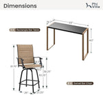Load image into Gallery viewer, PHI VILLA 3 Piece Outdoor Bar Set, Bar Height Patio Table and Chairs with Brown Padded Textilene Fabric &amp; Rustproof Metal Frame for Backyard, Balcony, Garden &amp; Poolside