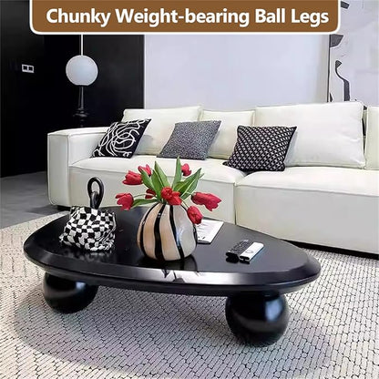 Cloud Coffee Table Modern Cute Coffee Tables Irregular Simple Tea/Center Table for Small Space End Table for Living Room, Home Office, Indoor (Oval Shape Black 39.4" Wx25.6 Dx11.8 H)