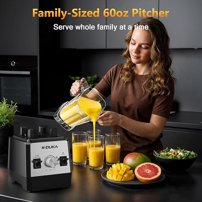 Blender for Smoothies 64 oz Capacity Countertop Blenders for Kitchen Powerful Smoothie Blender with BPA Free Container, Ice Crushing, Frozen Drinks, Puree, Protein Shakes,Dishwasher Safe