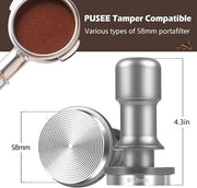 PUSEE 58mm Espresso Coffee Tamper,Premium 30lb Calibrated Espresso Tamper Upgrade Coffee Tamper with Spring Loaded, Stainless Steel Ground Tamper for Barista Home Coffee Espresso Accessories