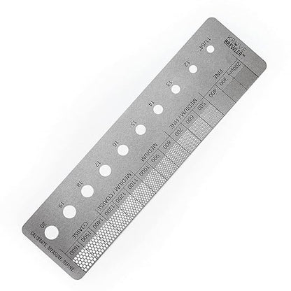 KRUVE Brewler Coffee Grind Ruler - Stainless Steel Coffee Bar Accessories for Home, Coffee Grind Size 200-1600 Microns, Green Bean Grading 11/64-20/64, 5.9 Inch Ruler, Conversion Chart, Magnetic Guide