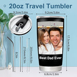 Load image into Gallery viewer, Personalized Coffee Tumbler with Pictures Text, 20oz Custom Insulated Stainless Steel Tumbler, Customized Christmas Birthday Gifts for Women Men, Custom Travel Coffee Cup with Lids