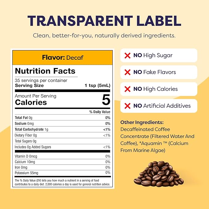 Coffee Concentrate - Cold Brew Coffee, Perfect for Hot or Iced Instant Coffees, Hot Drinks, Cold Brew Concentrate, 35 Servings - Original Decaf