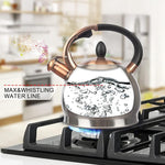 Load image into Gallery viewer, 3Quart Whistling Tea Kettle Classic Teapot Stainless Steel Teakettle with Cool Grip for Stovetop
