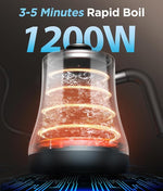 Load image into Gallery viewer, Gooseneck Electric Kettle with Temperature Control, 27oz/0.8L Fast Heat Electric Kettle for Pour Over Coffee/Tea, Auto Shut Off &amp; Boil-Dry Protection, 4hrs Keep Warm, Stainless Steel Inner,Matte Black