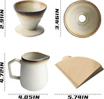 Load image into Gallery viewer, Pour Over Coffee Maker, Ceramic Coffee Dripper 20oz/620ml, with 50 pcs V60 Paper Filter, Drip Coffee Brewer, Vintage-Style (white, 1)