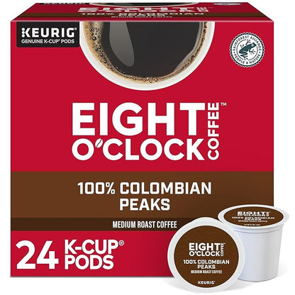 Eight O'Clock Coffee Colombian Peaks, Single-Serve Keurig K-Cup Pods, Medium Roast Coffee, 24 Count
