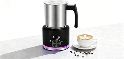 Milk Frother, 16.9 OZ Milk Frother and Steamer, 4 in 1 Electric Milk Frother Dishwasher Safe, Durable Silent Working Frother for Coffee, Hot and Cold Foam Maker, Black