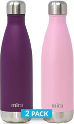 Load image into Gallery viewer, MIRA 2 Pack 17 oz Insulated Water Bottle - Stainless Steel Cola Shape Thermo - Double Wall Hot &amp; Cold Flask (24Hr Cold/12Hr Hot) - Iris &amp; Rose Pink