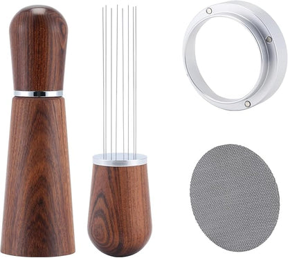 53.5mm Espresso Accessories Kit,316 Stainless Steel WDT Tool Espresso,Dosing Funnel and Puck Screen Set，Espresso Distribution Tool,Espresso Coffee Stirrer for Barista