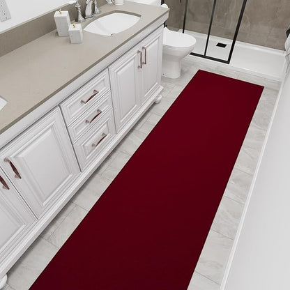 Ottomanson Hallway Runner Rug 2'7" x 12' Non Slip Solid Area Rugs Easy to Clean Laundry Rug Runner Durable & Pet Friendly Floor Carpet Runners for Hallways Entryway Living Room Kitchen, Red