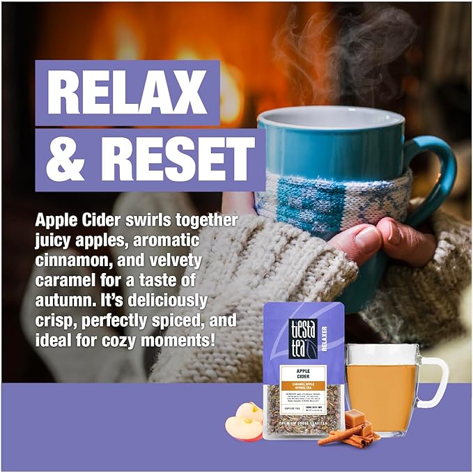 Tiesta Tea - Apple Cider, Loose Leaf, Caramel Apple Herbal Tea, Non-Caffeinated, Makes Hot or Iced Up to 20-25 Cups, 2oz Resealable Pouch