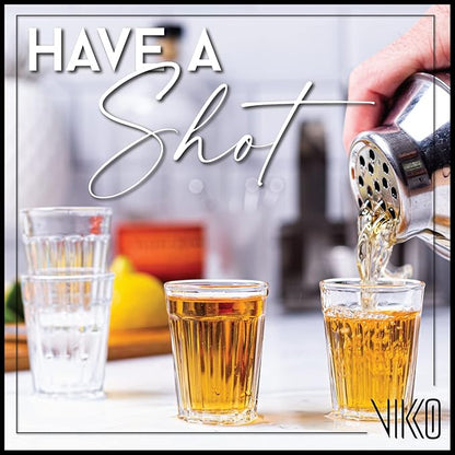 Vikko 1.5 Ounce Shot Glasses, Set of 12 Small Liquor and Spirit Glasses, Durable Tequila Bar Glasses For Alcohol and Espresso Shots (Madelina)