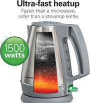 Hamilton Beach 1 Liter Electric Kettle, Water Boiler & Heater, Fast 1500 Watts, BPA Free Interior, Cordless Serving, Auto-Shutoff and Boil-Dry Protection, Cord Wrap, Stainless Steel (41065)