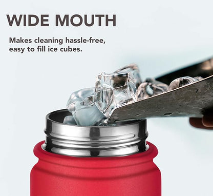 mininoo 24 oz Insulated Water Bottle with Straw Lid, Stainless Steel Double Wall Vacuum, Leak Proof, BPA Free, Keep Cold for 24H & Hot for 12H-2 pack(Red)