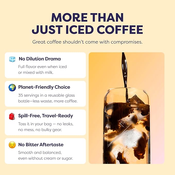 Coffee Concentrate - Cold Brew Coffee, Perfect for Hot or Iced Instant Coffees, Hot Drinks, Cold Brew Concentrate, 35 Servings - Original Decaf