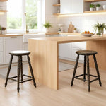 Load image into Gallery viewer, chairus 24" Backless Counter Height Bar Stools Set of 4, Farmhouse Wooden Counter Stools with Round Seat &amp; Turned Legs, Rustic Vintage Colonial Short Bar Chairs for Kitchen Island, Antique Brown