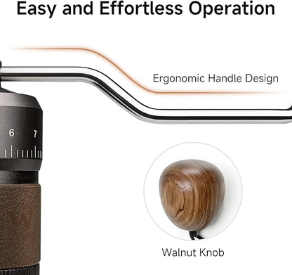 HiBREW G4B Manual Coffee Grinder with External Adjustable Dial - Aluminum Conical Burr Mill, Numerical Settings & Travel Case, Coarse to Fine Grind for Espresso Pour Over Moka Pots. 22g Capacity