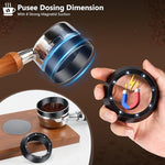 Load image into Gallery viewer, WDT Tool Espresso Distributor Accessory kit &amp;1.7mm Thickness 150μm Mesh Puck Screen &amp; 8 Magnets dosing ring Compatible with Breville Portafilter (WDT +58MM Silver dosing ring&amp;Puck Screen)