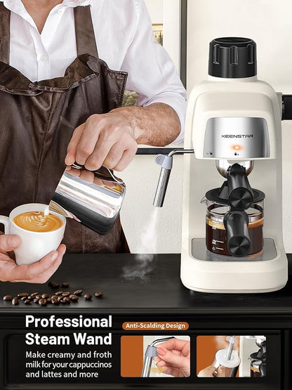 3.5Bar Espresso Machine with Milk Frother, 800W Compact Espresso and Cappuccino Machine with Preheating Function, 4 Cup Espresso Maker for Cappuccino or Latte, Gift for Coffee Lover