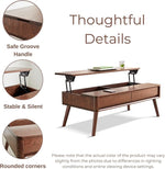 Load image into Gallery viewer, 100% Solid Oak Lift Top Coffee Table, Wood Coffee Table with Hidden Compartment and Drawers - Coffee Tables for Living Room (Walnut Color, 47.2 inch)