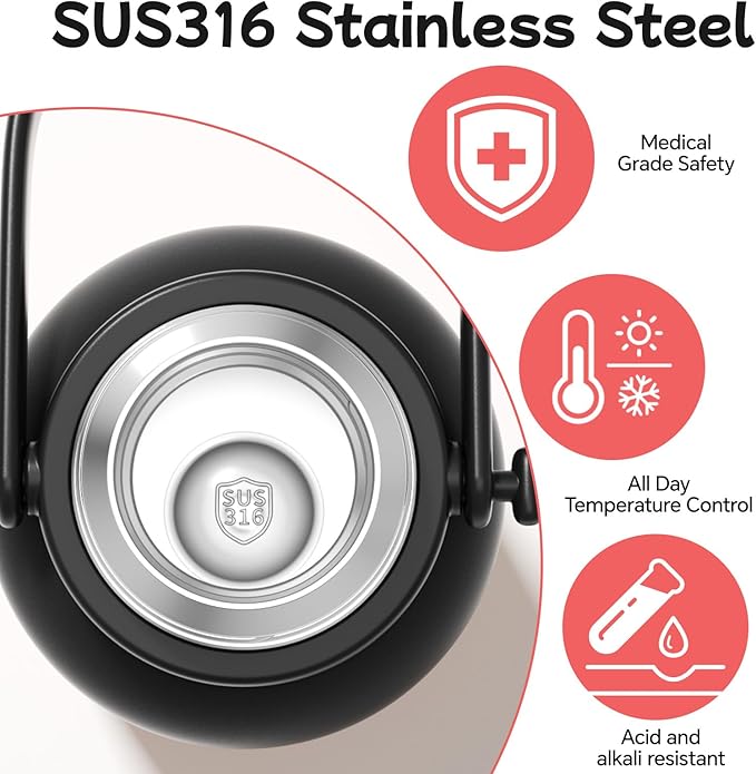 QWE Large Insulated Water Bottle with Straw&Lids,1200ml/40oz Vacuum Sealed Sport Bottles,Double Drinking,Stainless Steel Tumbler with Handle,LeakProof,BPA-Free,for Hiking,Gym,camp (Wilderness Black)