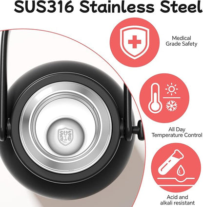 QWE Large Insulated Water Bottle with Straw&Lids,1200ml/40oz Vacuum Sealed Sport Bottles,Double Drinking,Stainless Steel Tumbler with Handle,LeakProof,BPA-Free,for Hiking,Gym,camp (Wilderness Black)