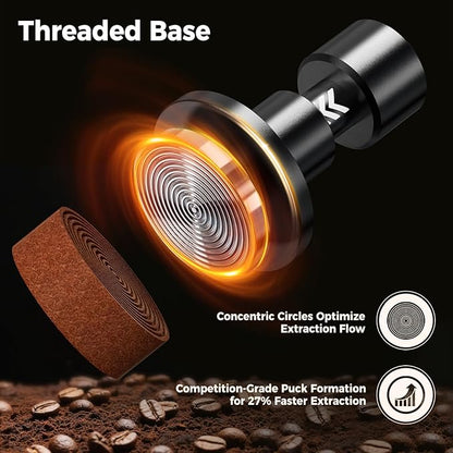 IKAPE 53.3MM V6 Impact Espresso Tamper with Sound Feedback, 15lb/30lb Interchangeable Springs, Espresso High Tamper with Triple-spring System, Fits 54mm portafilters