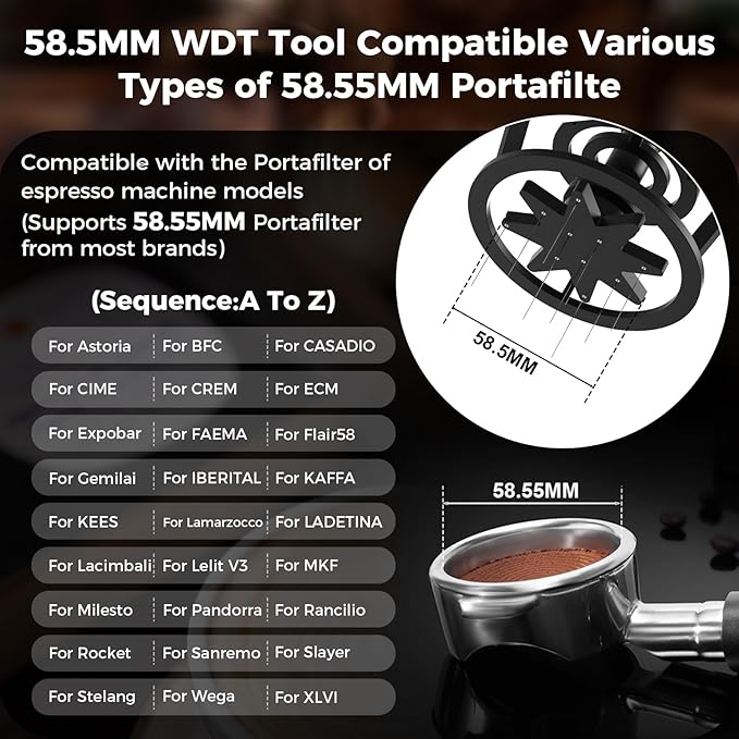 IKAPE Espresso Coffee V3 WDT Tool, 58mm Stirrer Distribution Tool, Equipped with 9-needle Stirrer, Adjustable Needle Height, Coffee Stirrer with Dosing Funnel & Stand