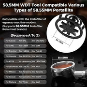 IKAPE Espresso Coffee V3 WDT Tool, 58mm Stirrer Distribution Tool, Equipped with 9-needle Stirrer, Adjustable Needle Height, Coffee Stirrer with Dosing Funnel & Stand