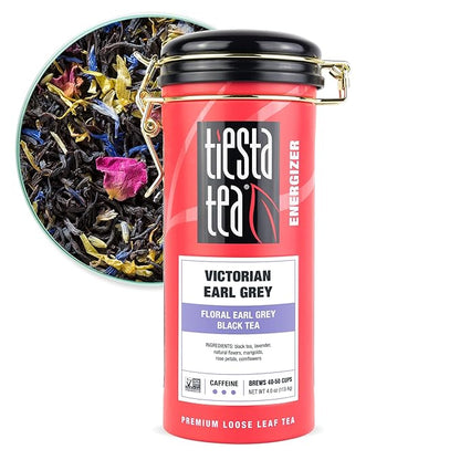 Tiesta Tea - Victorian Earl Grey, Loose Leaf, Floral Earl Grey Black Tea, Premium High Caffeinated Black Drink, Make Hot or Iced, Brews Up to 50 Cups, 4oz Refillable Tin
