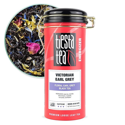 Tiesta Tea - Victorian Earl Grey, Loose Leaf, Floral Earl Grey Black Tea, Premium High Caffeinated Black Drink, Make Hot or Iced, Brews Up to 50 Cups, 4oz Refillable Tin