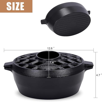 G Good Gain Wood Stove Steamer,Fireplace Humidifier,Cast Iron Humidifier for Stove, Matte Black Finish, Rust Resistant, Lattice Top, 2.5 Quart Capacity,Wood Burning Stove Indoor Decorative