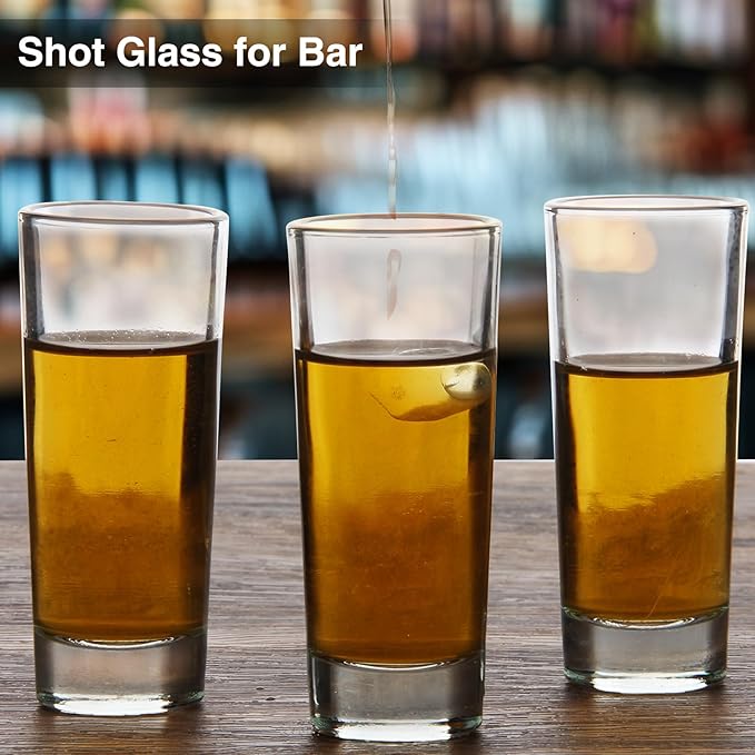 Ruckae 12 Pack 2 OZ Shot Glasses Set Clear Shot Glasses Bulk with Heavy Base Bar Cylinder Glass Shot Cups for Vodka Tequila Whiskey Liquor Cocktail (Cylinder Shaped)