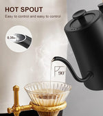 Load image into Gallery viewer, 1.0L Electric Gooseneck Kettle, ±1℉ Temperature Control &amp; Keep warm, for Pour Over Coffee and Tea, 304 Stainless Steel Inner and lid, Quick Heating Electric Kettles for Boiling Water