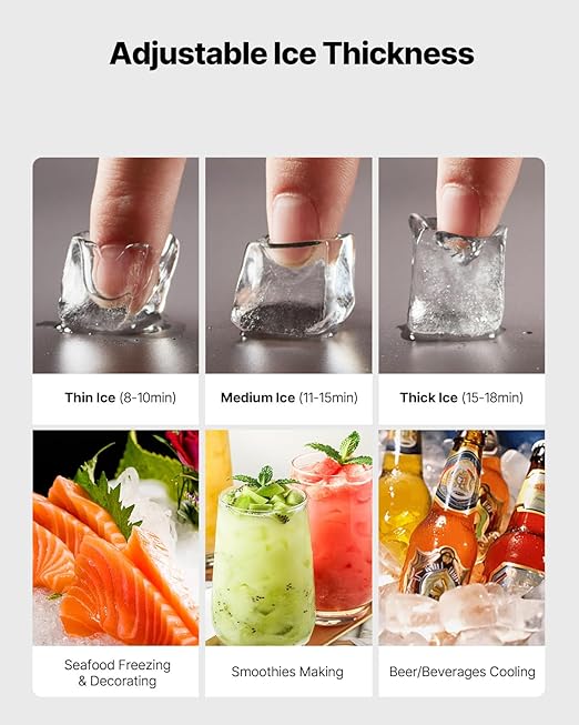 VEVOR Commercial Ice Maker Machine - Head, 300 Lbs/Day Stainless Steel Ice Machine with Scheduled Ice-Making, Self-Cleaning, Adjustable Thickness, Ideal for Restaurant Bar Cafe Hotel - Head Only