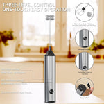 Load image into Gallery viewer, Milk Frother Wand for Coffee with 3-Speed,Stainless Steels Hand Frother Rechargeable,Electric Whisk with 2 Heads for Mixing Drinks Like Latte, Cappuccino, Hot Chocolate, Egg,Sliver