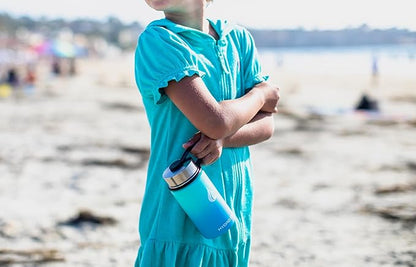 HYDRO CELL Stainless Steel Insulated Water Bottle with Straw - For Cold & Hot Drinks - Metal Vacuum Flask with Screw Cap and Modern Leakproof Sport Thermos for Adults (Teal/Blue 14oz)