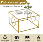 Load image into Gallery viewer, Coffee Table Modern Center Table,Glass Minimalist Square Coffee Table Tea Table for Living Room,Tempered Glass-top with Sturdy Metal Frame, Easy Assembly,26.4 x 26.4 x 15.7 Inches, Gold