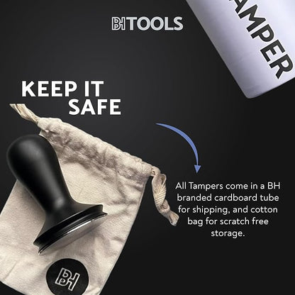 Espresso Press Tamper 58.4 mm, Premium Barista Coffee Tamper, Black Anodised Aluminium Handle, 304 Stainless Steel Base, Elegant and Lightweight Design